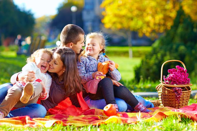 a family having a picnic in the park